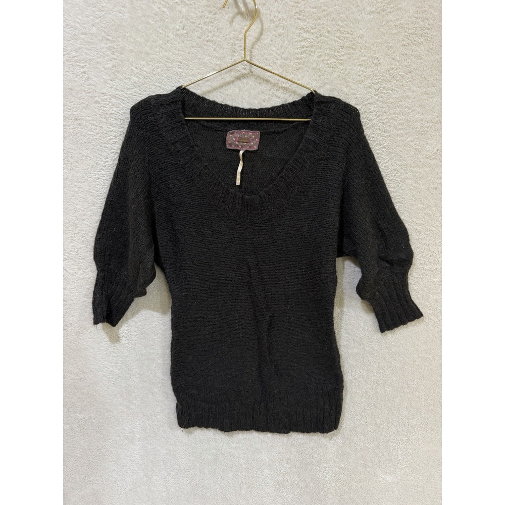 Free People Sweater XS Charcoal Gray Mohair Alpaca V-Neck Oversized